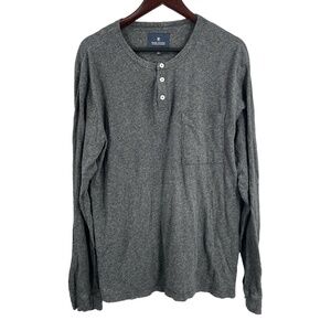 Roark Revival Gray Henley Shirt Long Sleeve Heathered Cotton Blend XL
